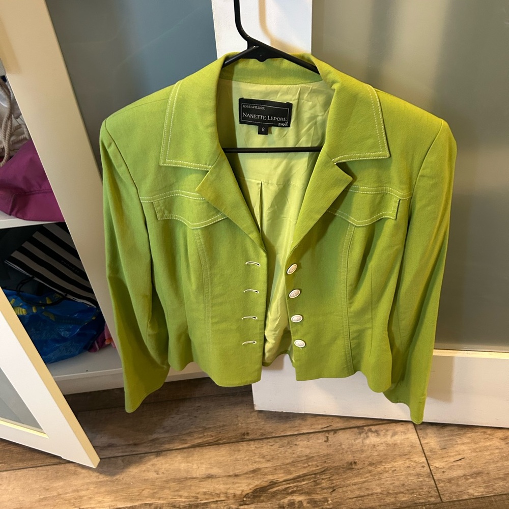 Nanette Lepore Green Cropped Blazer Jacket